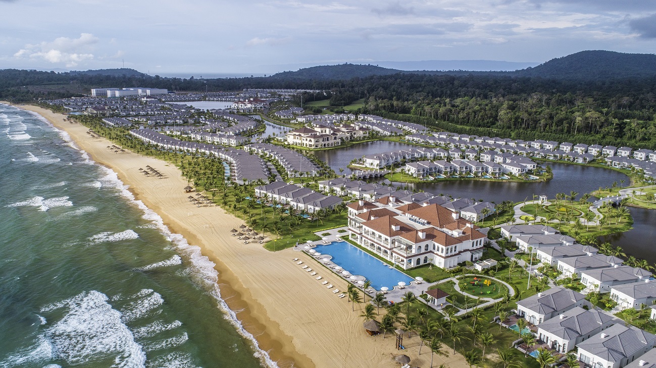 khu nghỉ dưỡng Vinpearl Phú Quốc với quy mô gần 900 ha sẽ là điểm nhấn kiến trúc đầy ấn tượng của Vingroup.
