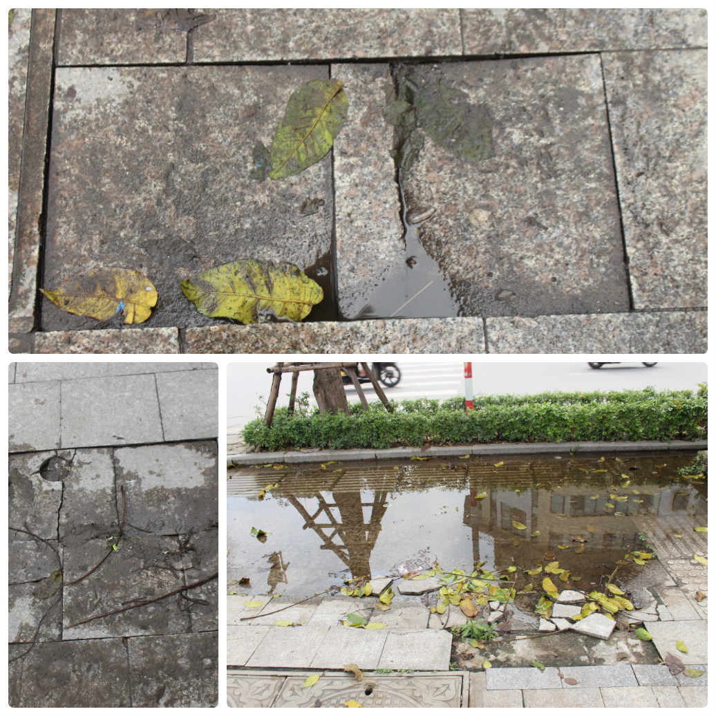 Lê Trọng Tấn (Thanh Xuân) là một trong những tuyến phố kiểu mẫu được thí điểm lát đá tự nhiên cho vỉa hè vào cuối năm 2016. Hiện tại, vỉa hè tuyến phố này đã rơi vào tình trạng xuống cấp, nhếch nhác, nhiều nơi còn sụp xuống, đọng nước.