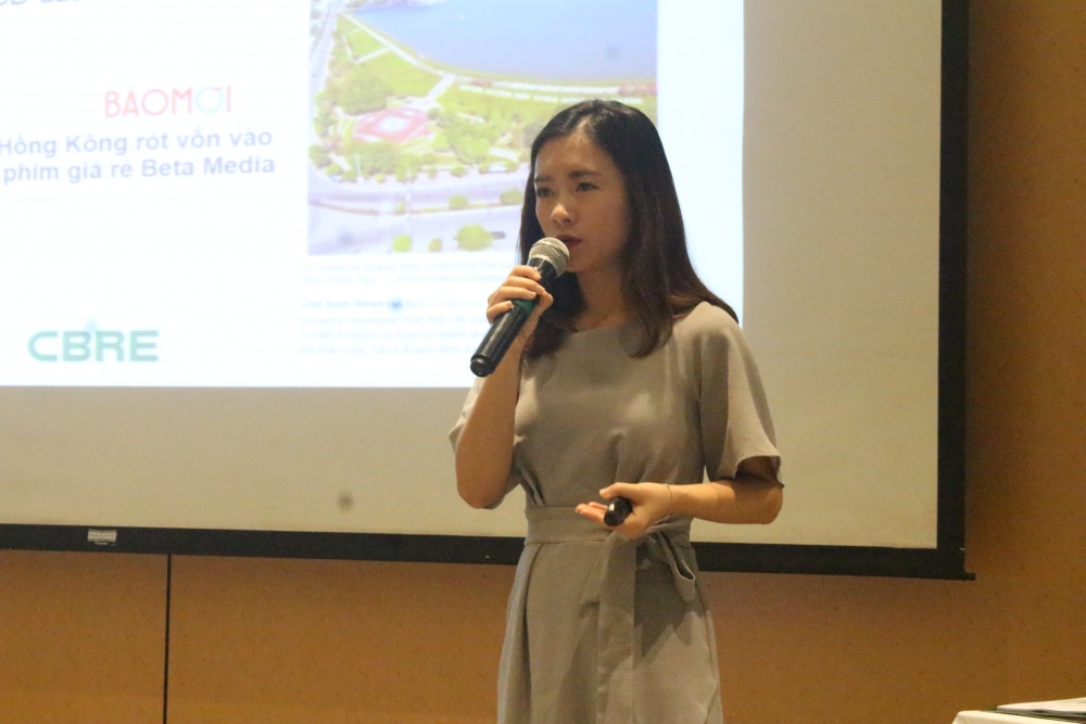 Bà Nguyễn Hoài An, chuyên gia CBRE chia sẻ tại họp báo.