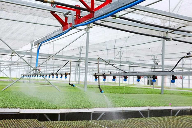Công nghệ tưới nhỏ giọt và tưới phun mưa của Netafim (Israel) được áp dụng tại nông trường VinEco.