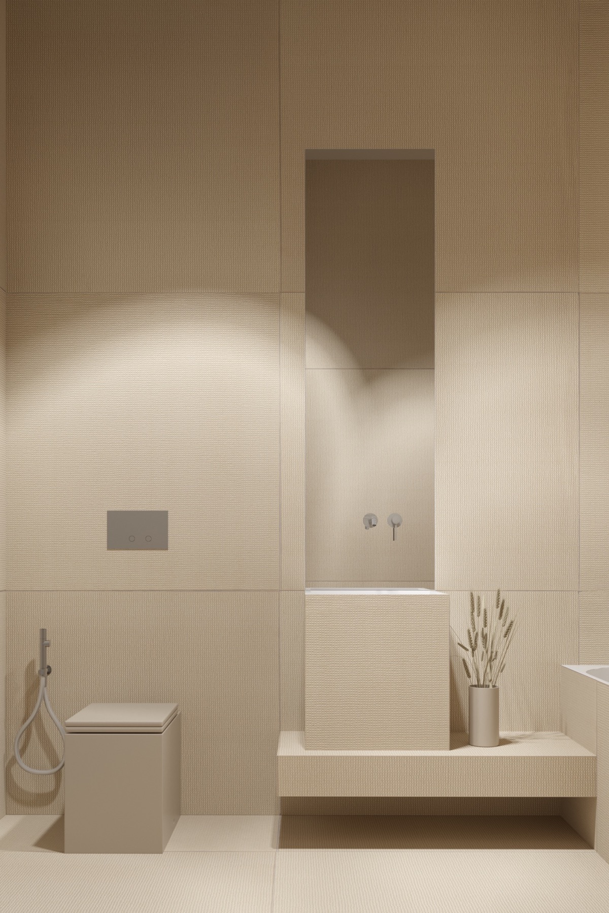 Phòng tắm theo phong cách nhỏ gọn hiện đại có tác động thị giác rất lớn dù không cần nhiều 