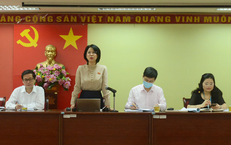 Bà Trần Thị Nhị Hà, Giám đốc Sở Y tế Hà Nội phát biểu tại hội nghị.
