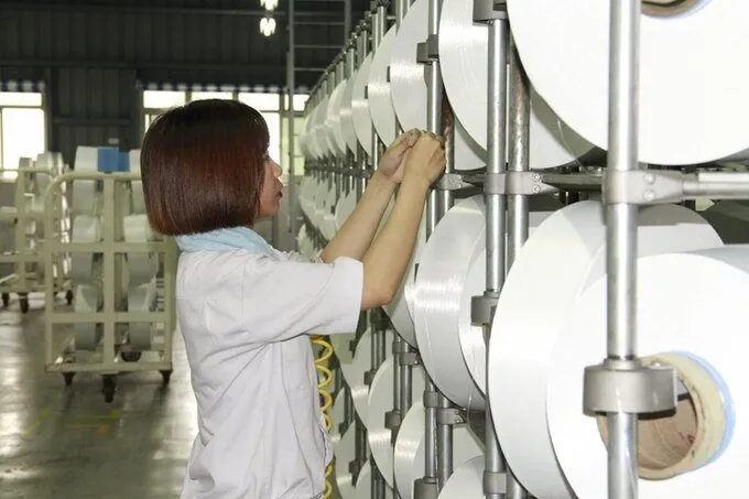 Công nhân làm việc tại Nhà máy xơ sợi Đình Vũ (Hải Phòng).