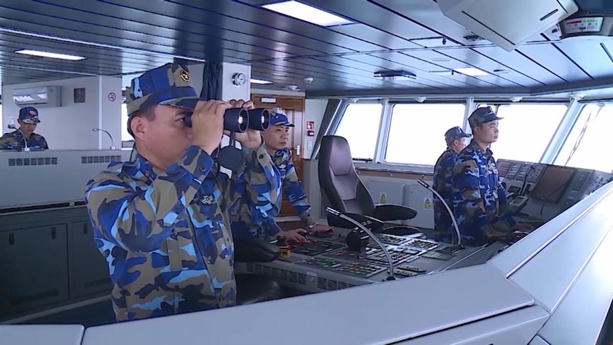 Bộ Tư lệnh Vùng cảnh sát biển 2 cũng tăng cường công tác trinh sát, nắm bắt tình hình trên tất cả các hướng. (Ảnh: VOV)