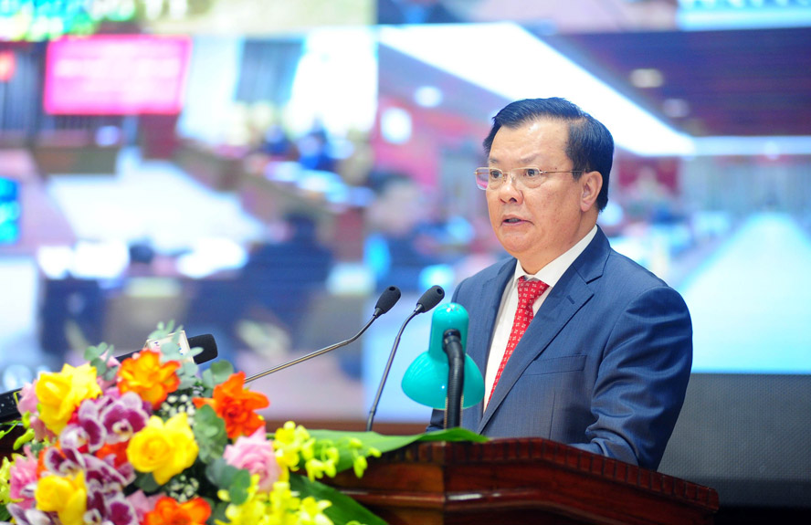 Bí thư Thành ủy Hà Nội Đinh Tiến Dũng phát biểu kết luận hội nghị.
