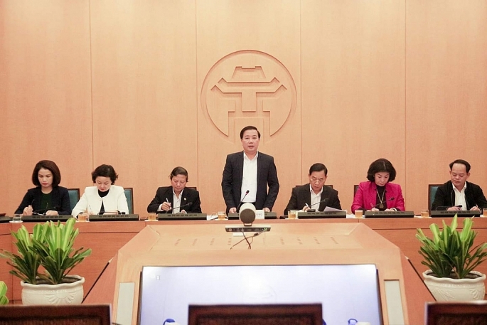 Phó Chủ tịch UBND Thành phố Hà Nội Chử Xuân Dũng phát biểu chỉ đạo tại cuộc họp chiều 21-1 (ảnh P.K)