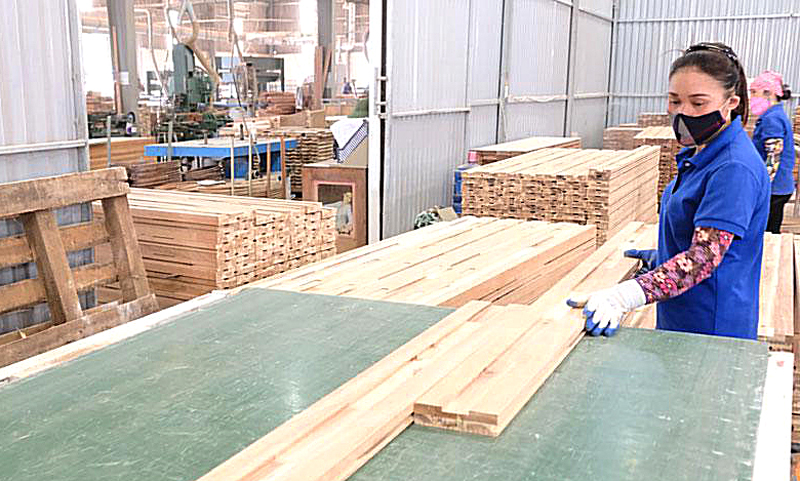 Chế biến gỗ xuất khẩu tại Công ty TNHH Đông Dương (huyện Ứng Hòa). Ảnh: Đỗ Tâm.
