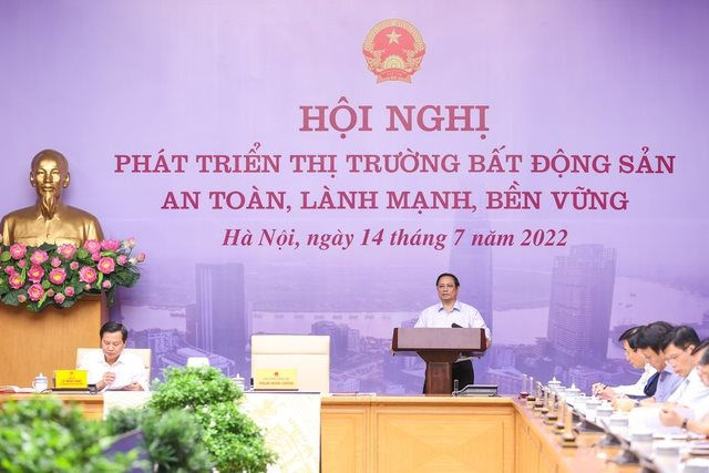 Thủ tướng Phạm Minh Chính phát biểu tại Hội nghị phát triển thị trường bất động sản an toàn, lành mạnh, bền vững